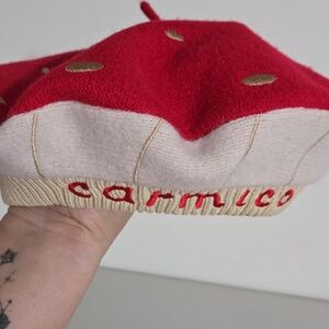 Carmico Wool Mushroom Art to Wear Fun Beret